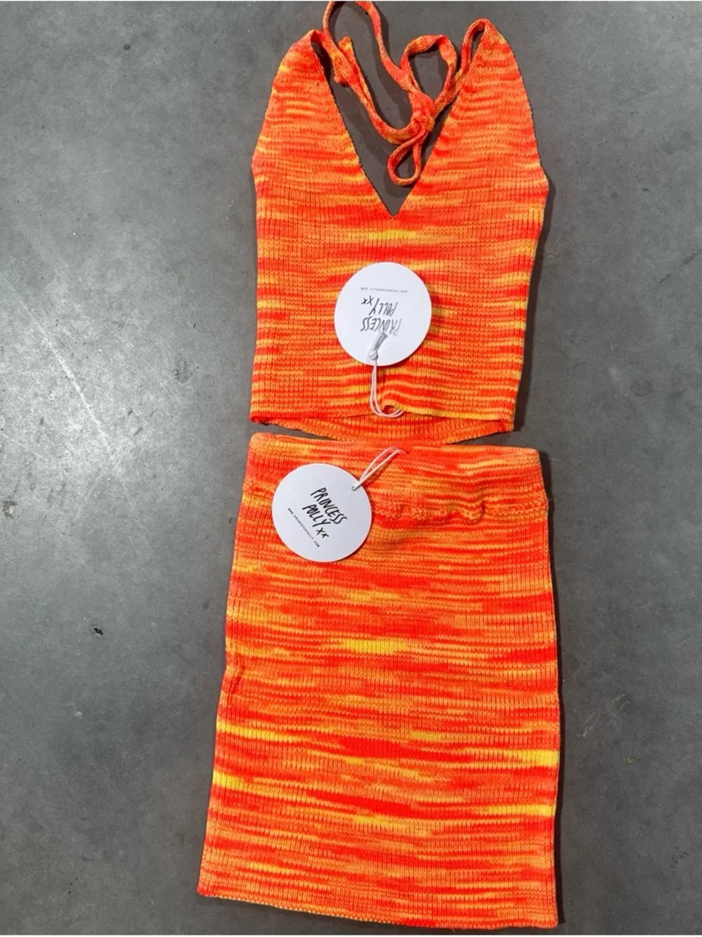 Princess Polly Orange Knit Halter Top & Skirt Set